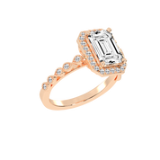 Emerald Cut Halo Lab Grown Diamond Engagement Ring