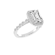 Emerald Cut Halo Lab Grown Diamond Engagement Ring