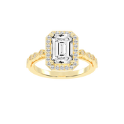 Emerald Cut Halo Lab Grown Diamond Engagement Ring