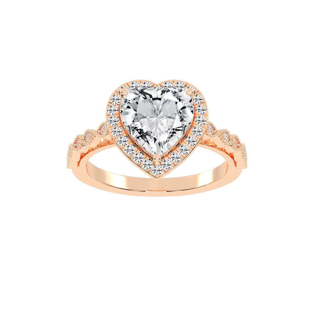 Heart Cut Halo Lab Grown Diamond Engagement Ring