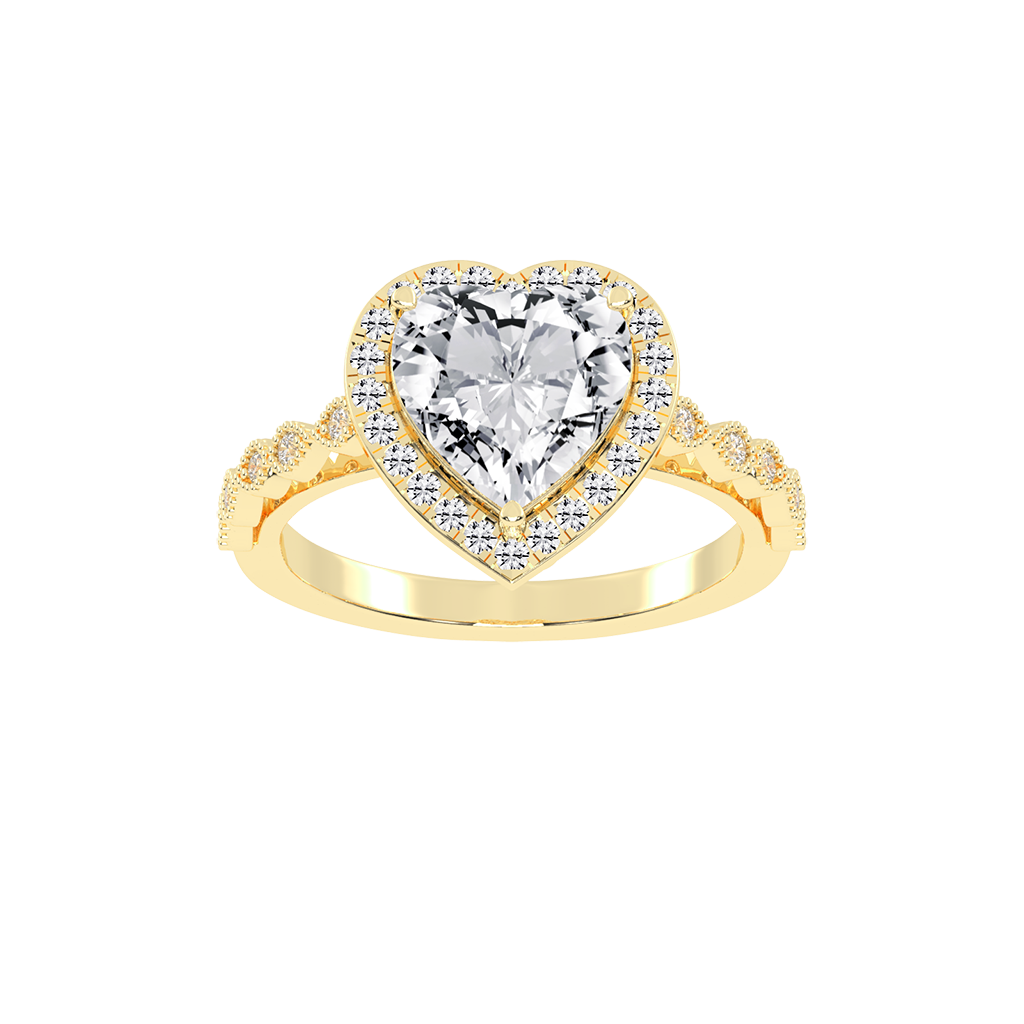 Heart Cut Halo Lab Grown Diamond Engagement Ring