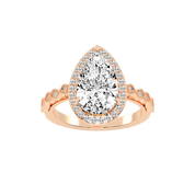 Pear Cut Halo Lab Grown Diamond Engagement Ring