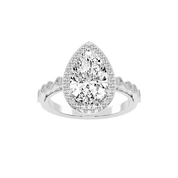 Pear Cut Halo Lab Grown Diamond Engagement Ring