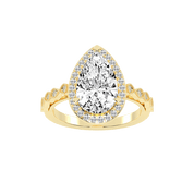 Pear Cut Halo Lab Grown Diamond Engagement Ring