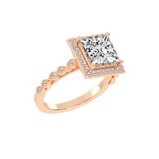 Princess Cut Halo Lab Grown Diamond Engagement Ring