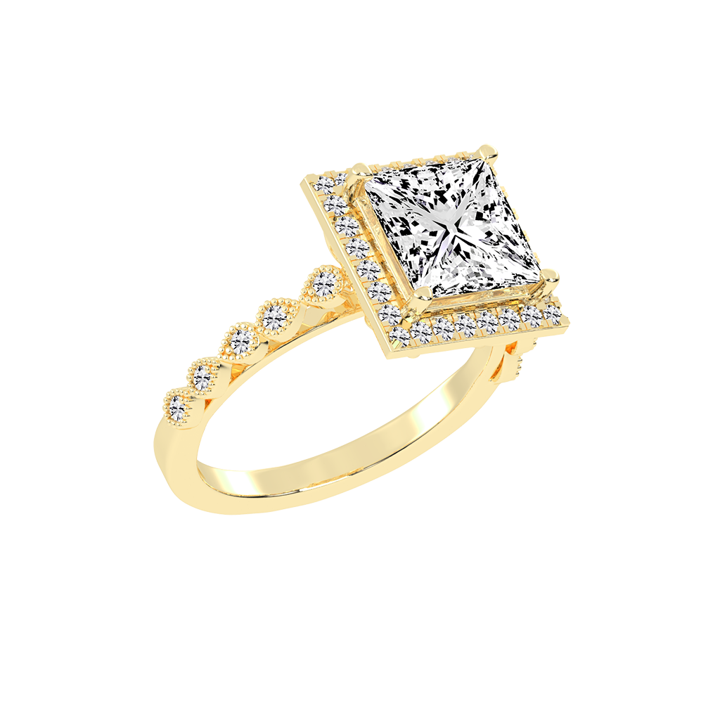 Princess Cut Halo Lab Grown Diamond Engagement Ring