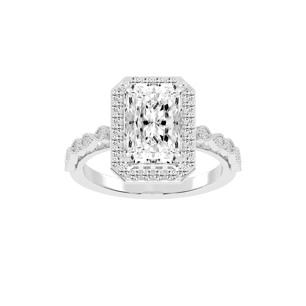 Radiant Cut Halo Lab Grown Diamond Engagement Ring