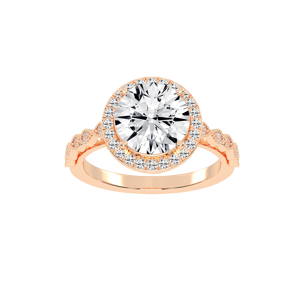 Round Cut Halo Lab Grown Diamond Engagement Ring