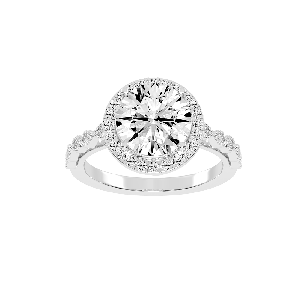 Round Cut Halo Lab Grown Diamond Engagement Ring