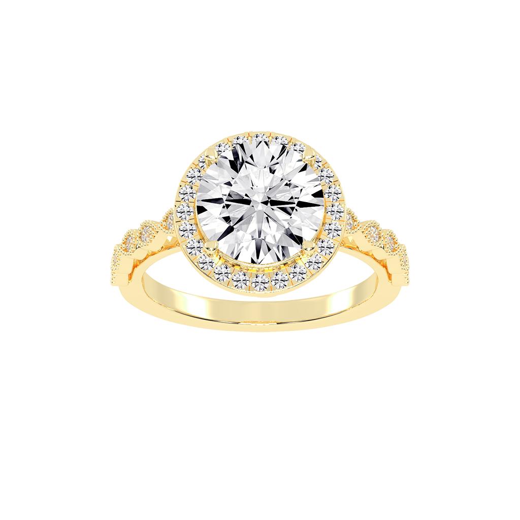 Round Cut Halo Lab Grown Diamond Engagement Ring