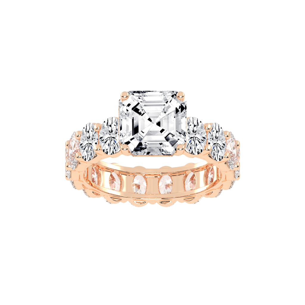 Asscher Cut Fancy Lab Grown Diamond Engagement Ring