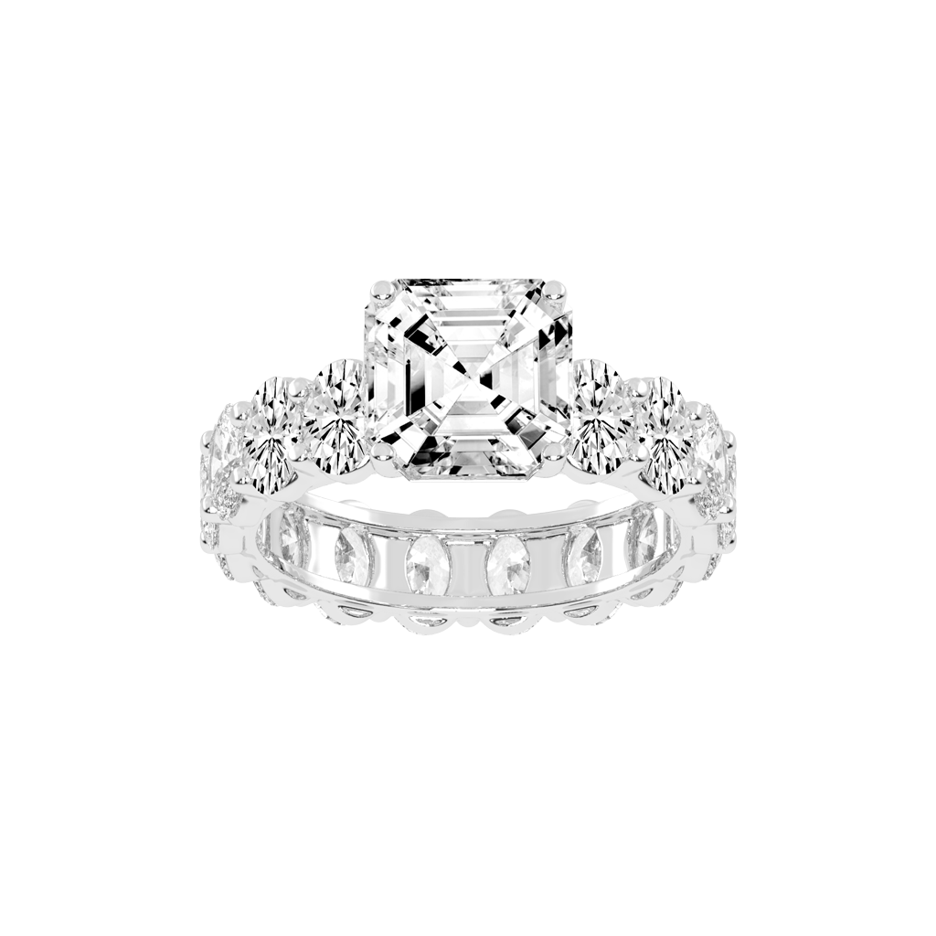 Asscher Cut Fancy Lab Grown Diamond Engagement Ring