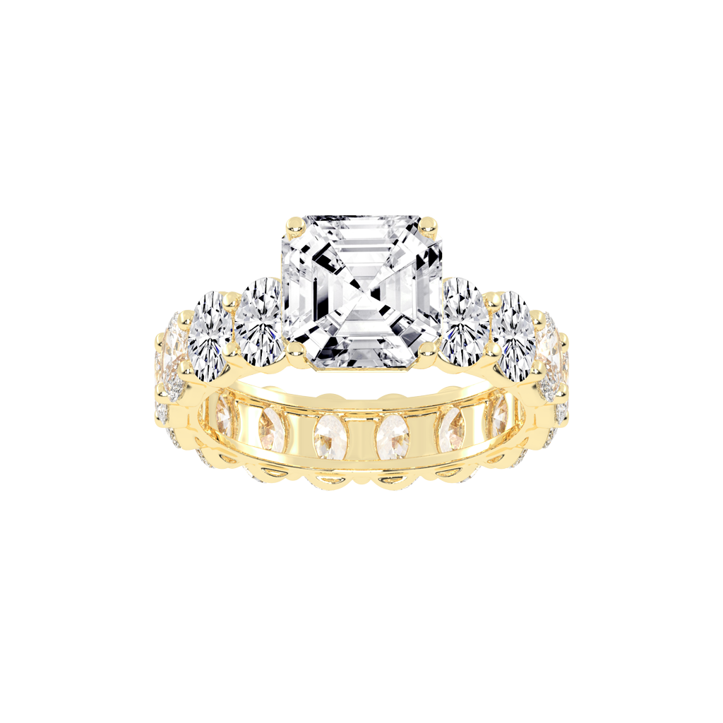 Asscher Cut Fancy Lab Grown Diamond Engagement Ring