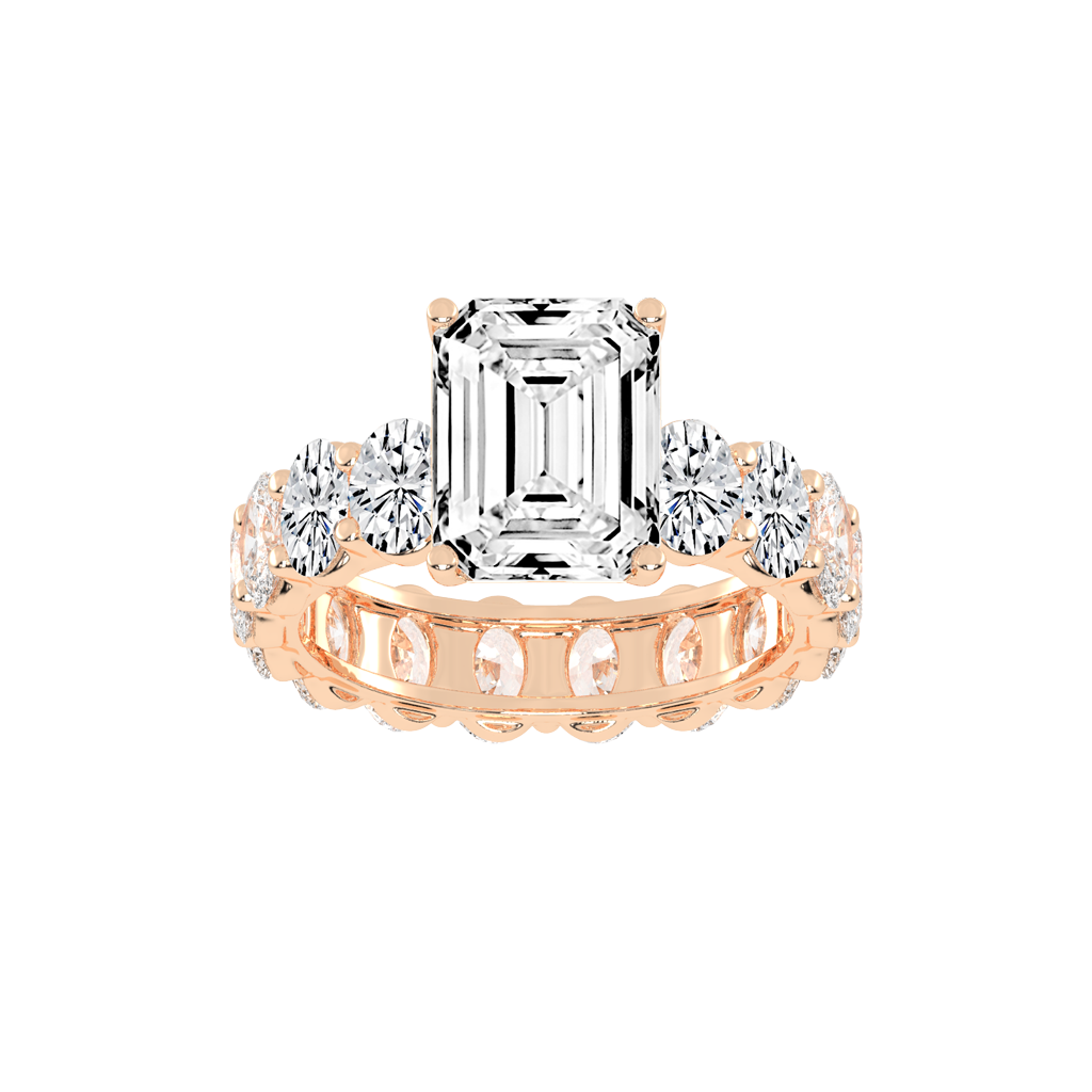 Emerald Cut Fancy Lab Grown Diamond Engagement Ring