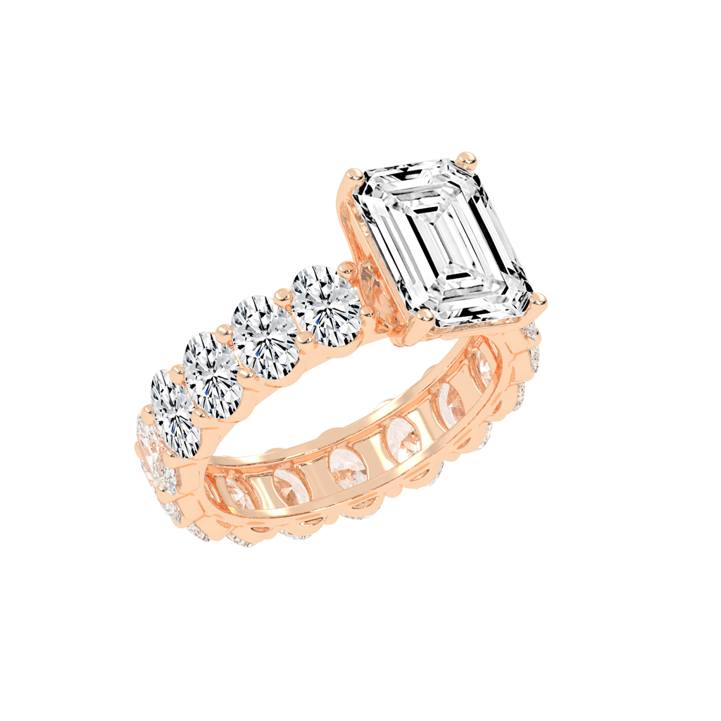 Emerald Cut Fancy Lab Grown Diamond Engagement Ring