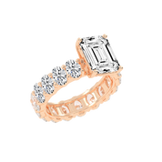 Emerald Cut Fancy Lab Grown Diamond Engagement Ring