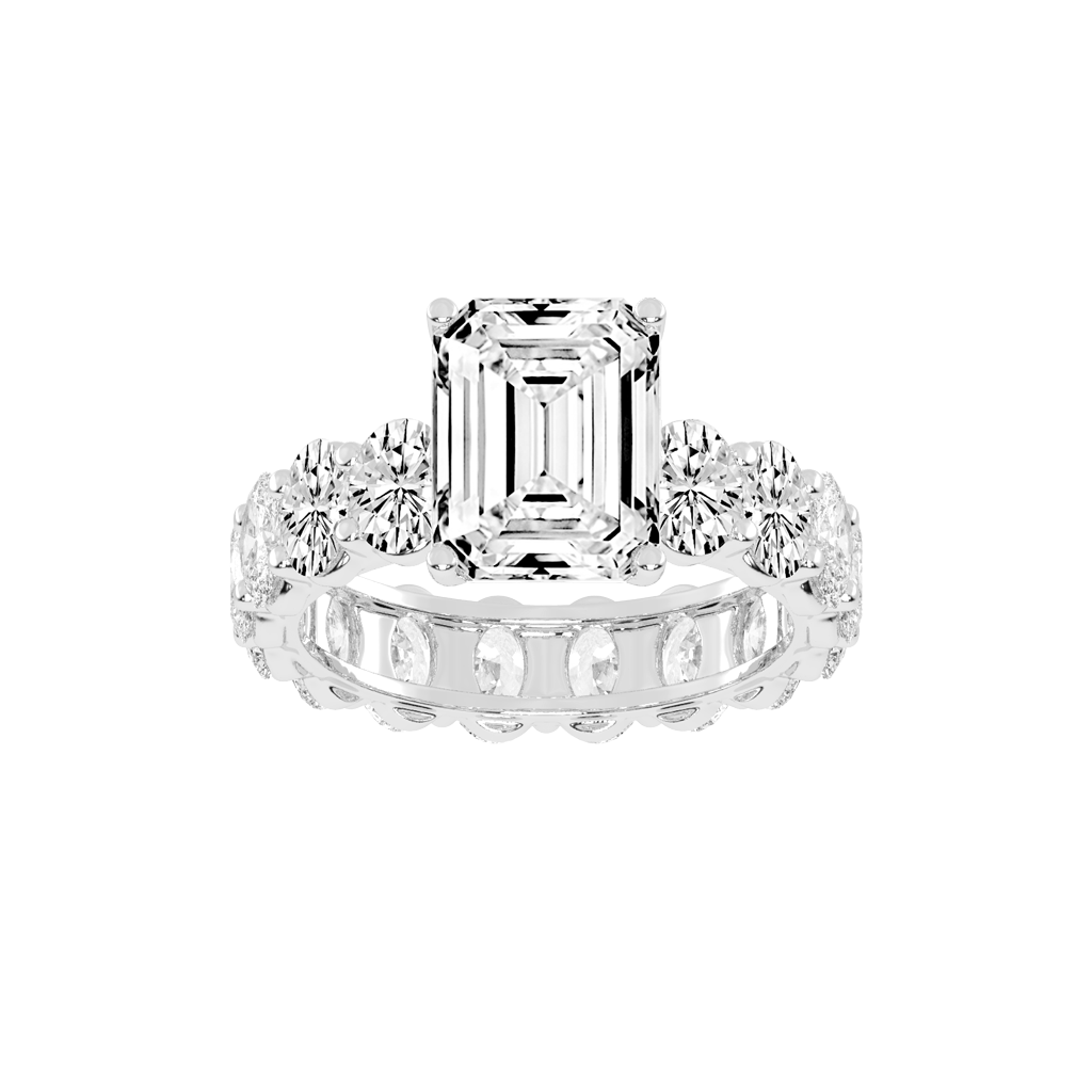 Emerald Cut Fancy Lab Grown Diamond Engagement Ring