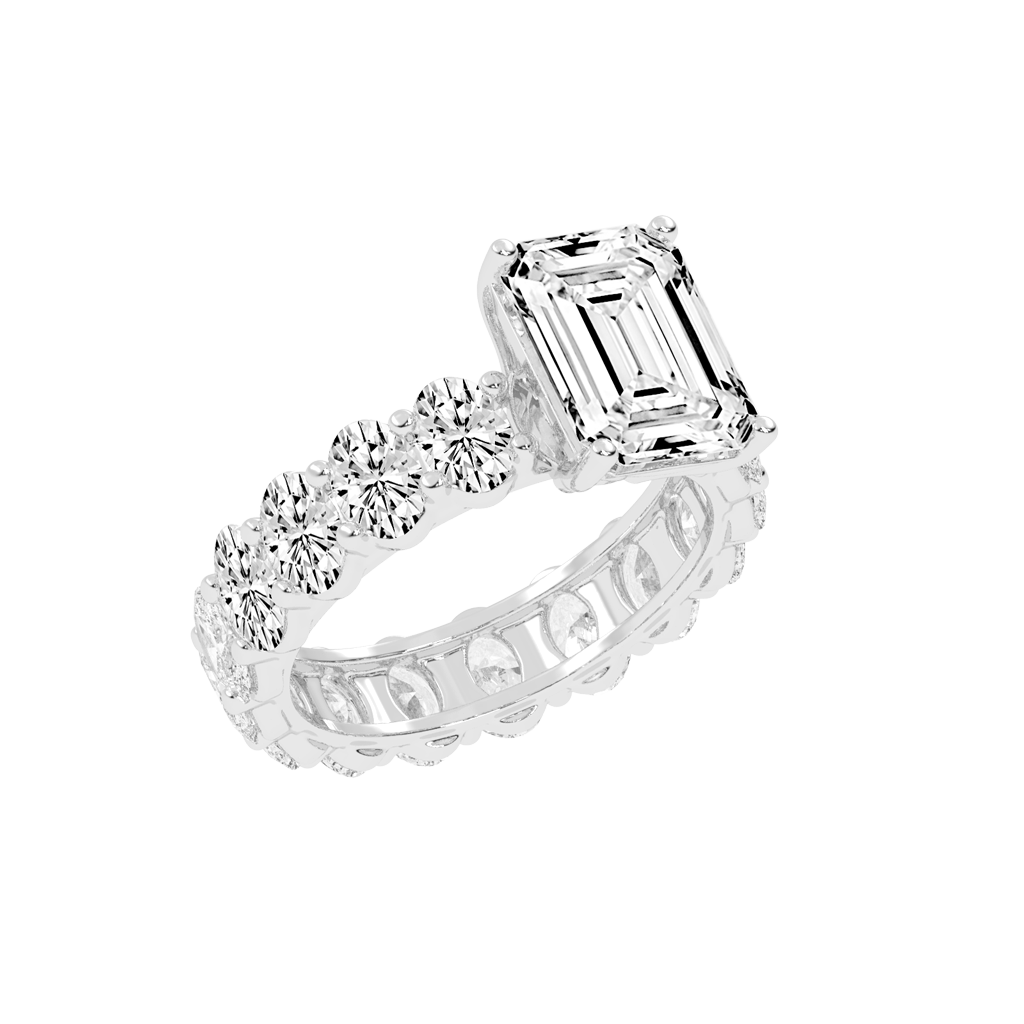 Emerald Cut Fancy Lab Grown Diamond Engagement Ring