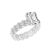 Emerald Cut Fancy Lab Grown Diamond Engagement Ring