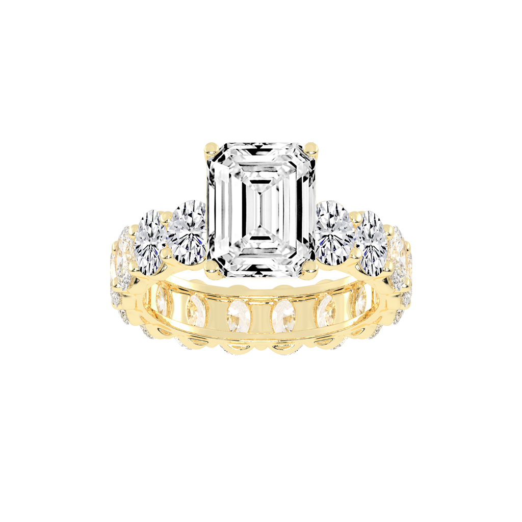 Emerald Cut Fancy Lab Grown Diamond Engagement Ring