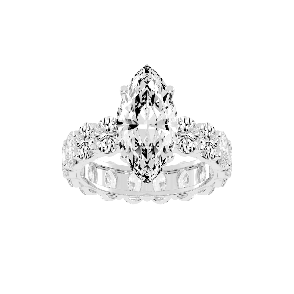 Marquise Cut Fancy Lab Grown Diamond Engagement Ring