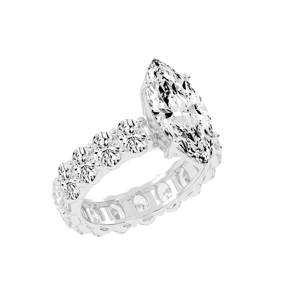 Marquise Cut Fancy Lab Grown Diamond Engagement Ring