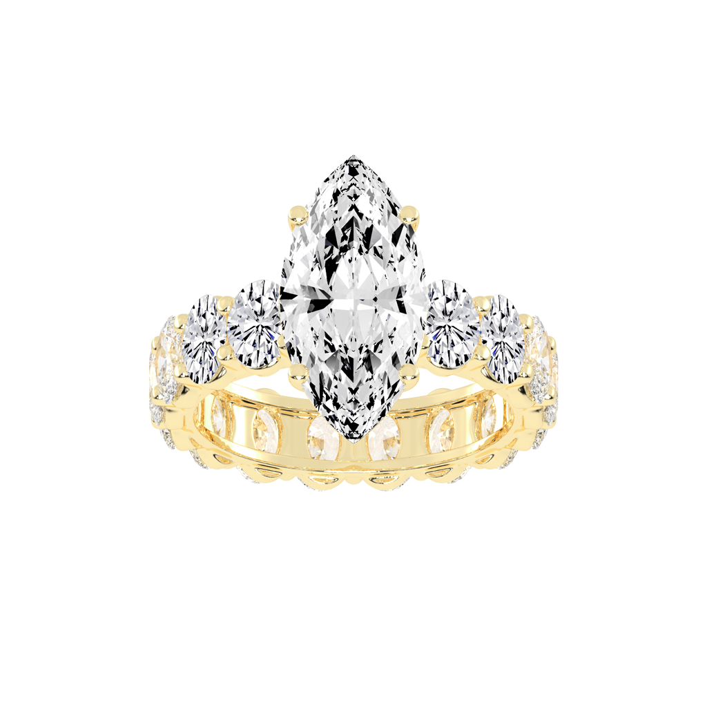 Marquise Cut Fancy Lab Grown Diamond Engagement Ring