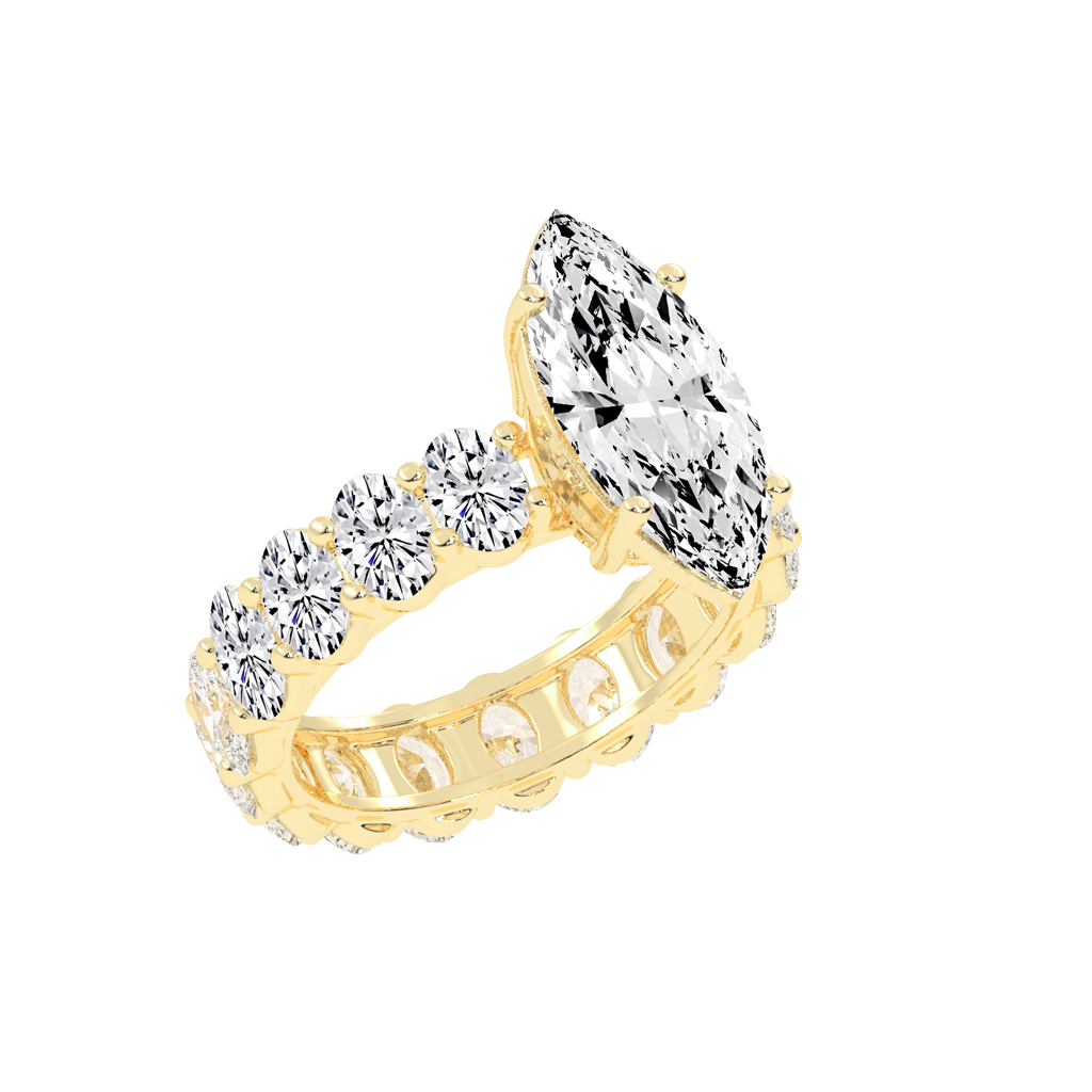 Marquise Cut Fancy Lab Grown Diamond Engagement Ring