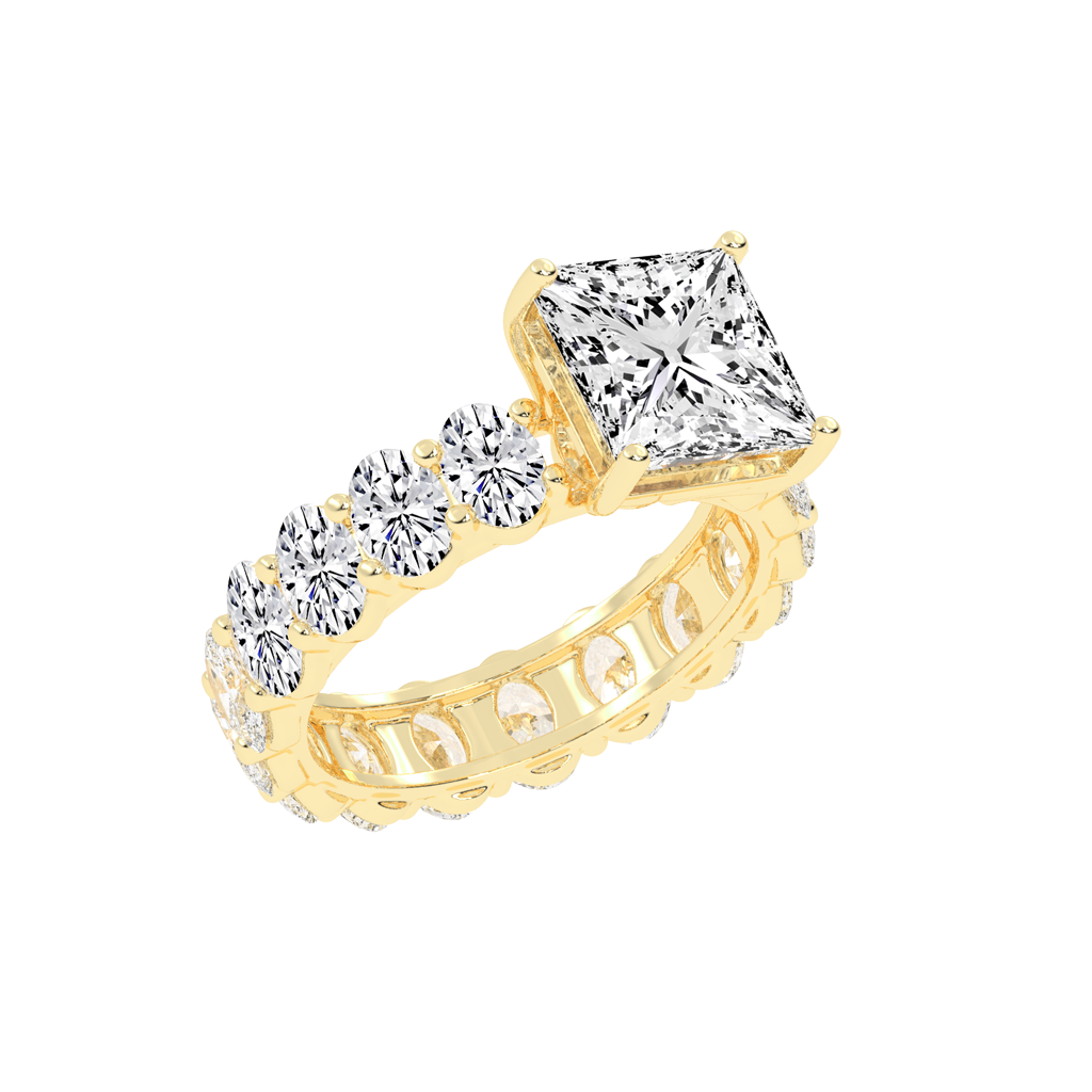 Princess Cut Fancy Lab Grown Diamond Engagement Ring