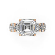 Asscher Cut Fancy Lab Grown Diamond Engagement Ring