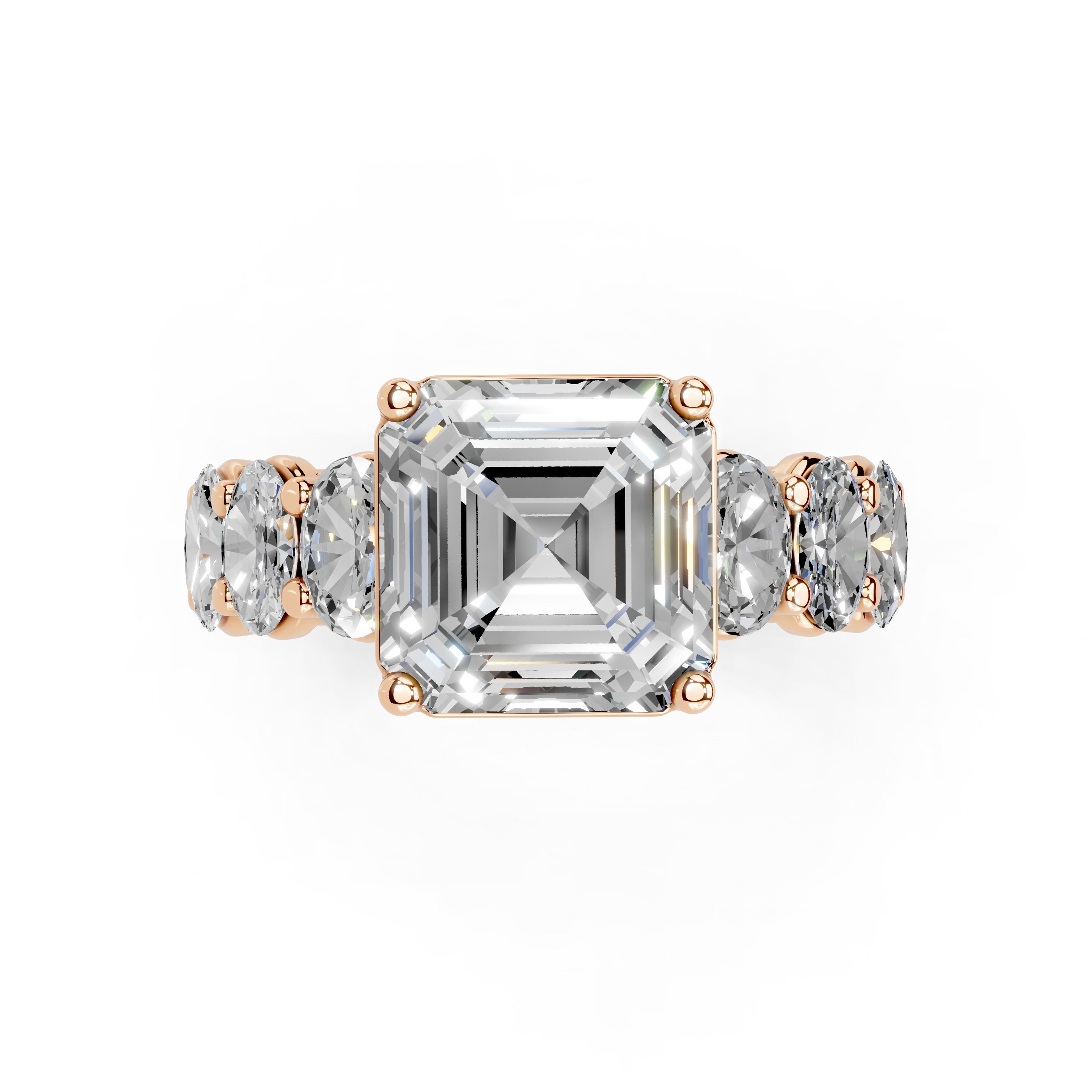 Asscher Cut Fancy Lab Grown Diamond Engagement Ring