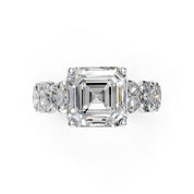 Asscher Cut Fancy Lab Grown Diamond Engagement Ring