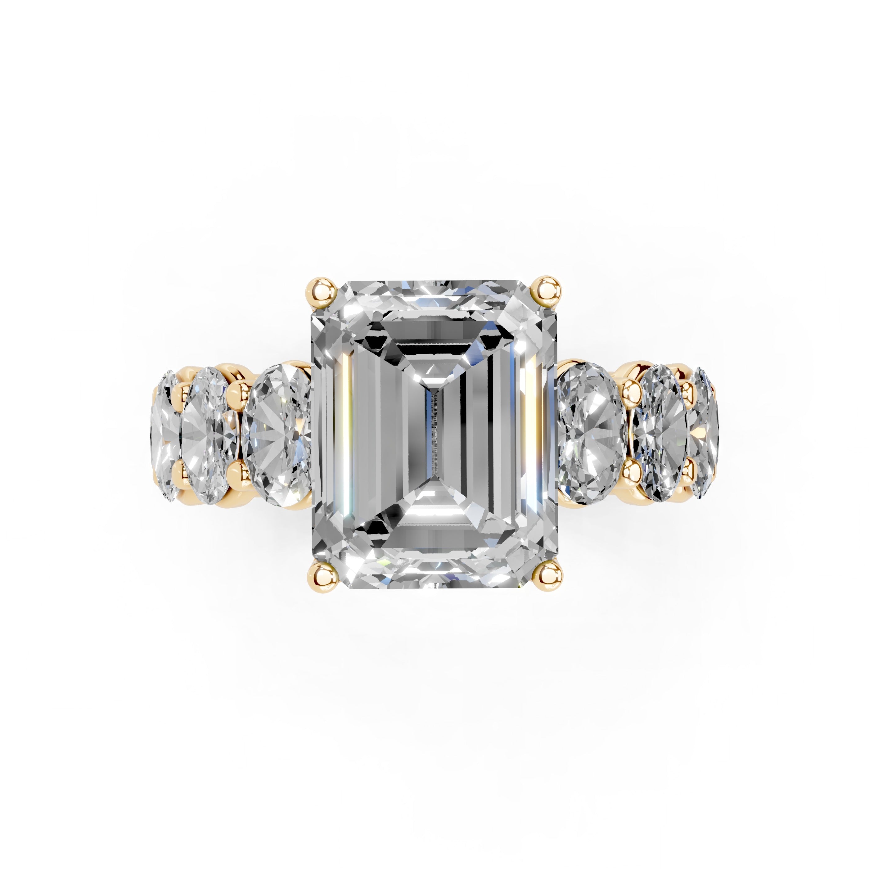 Emerald Cut Fancy Lab Grown Diamond Engagement Ring