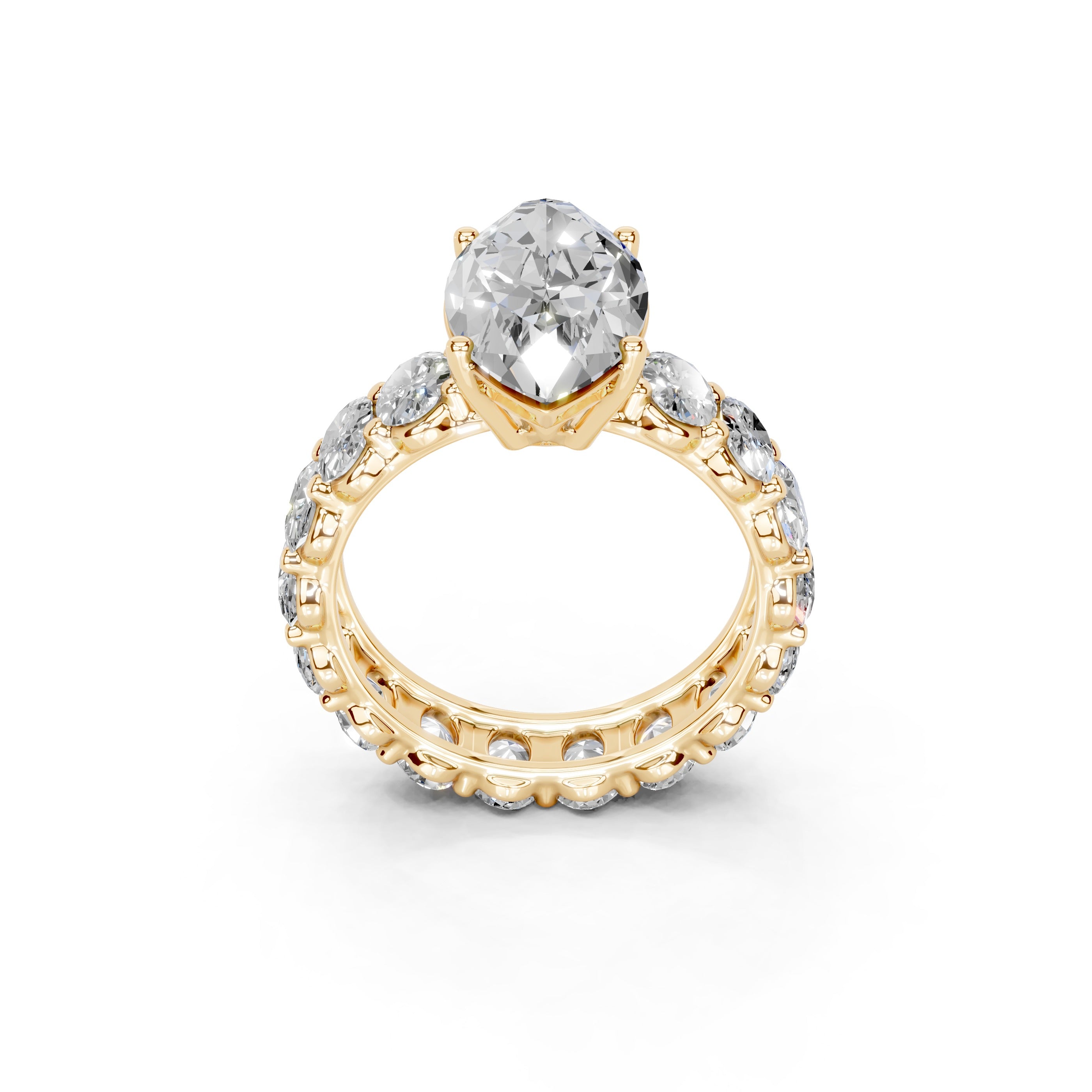 Marquise Cut Fancy Lab Grown Diamond Engagement Ring