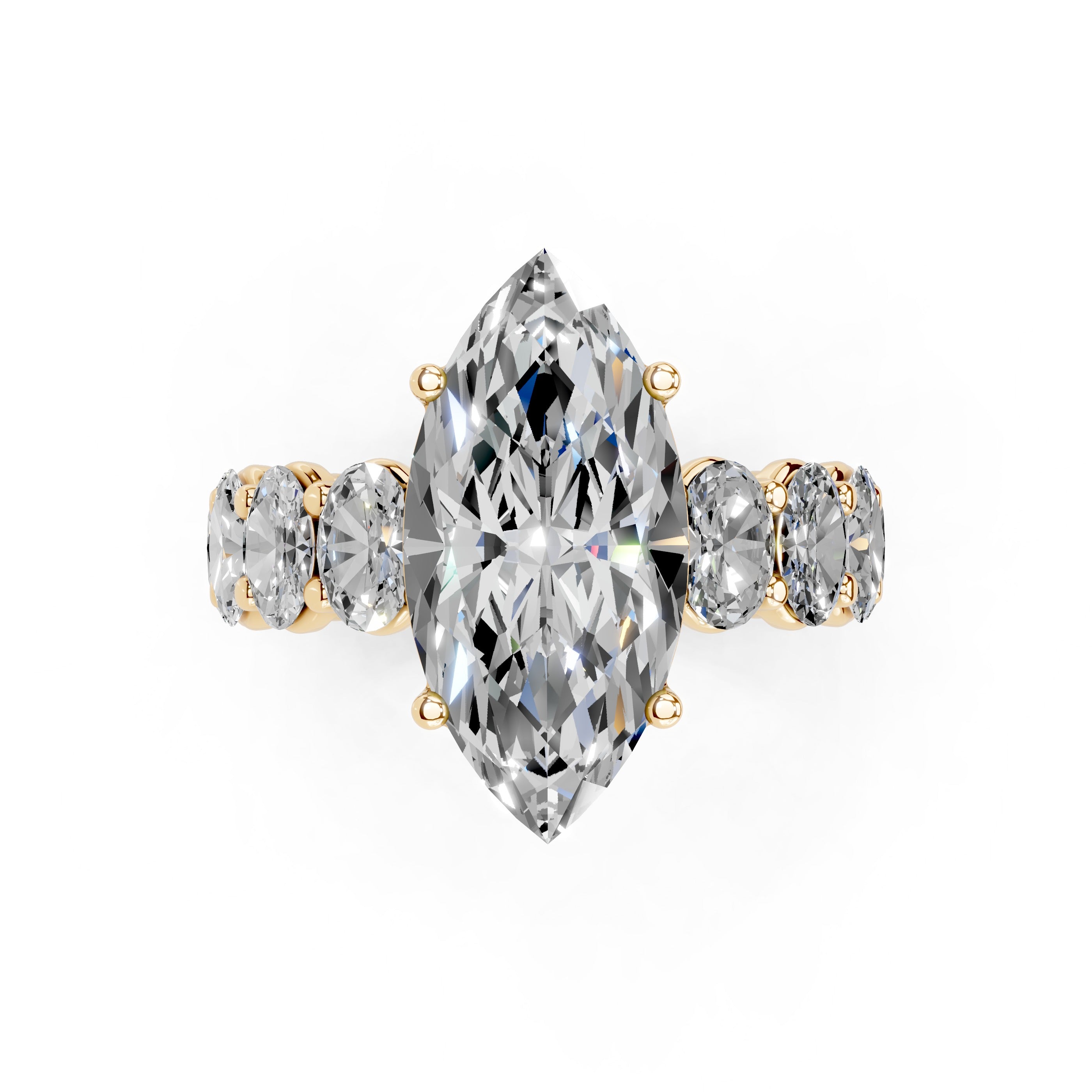 Marquise Cut Fancy Lab Grown Diamond Engagement Ring