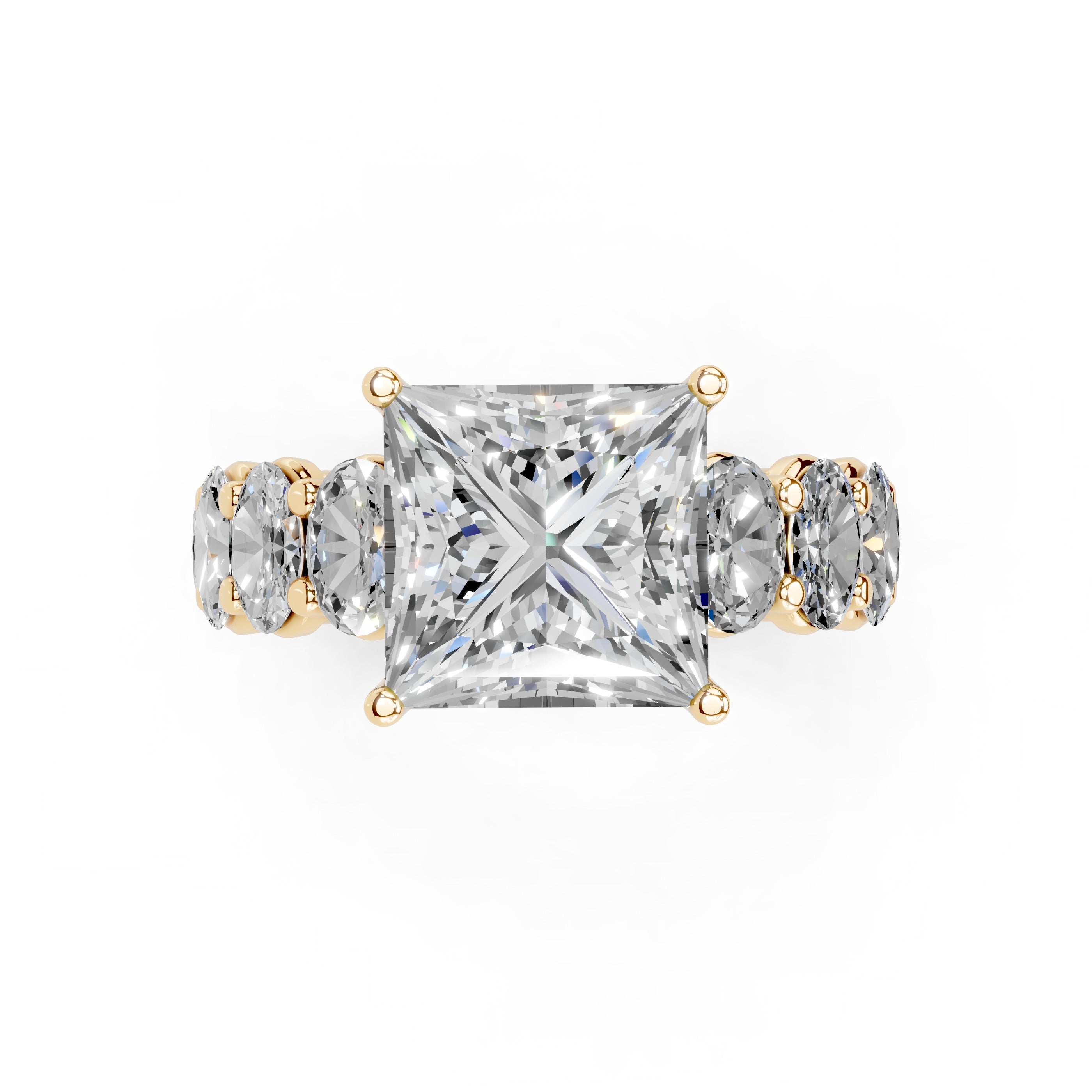 Princess Cut Fancy Lab Grown Diamond Engagement Ring