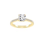 Asscher Cut Four Prong Pave  Lab Grown Diamond Engagement Ring