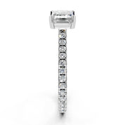 Emerald Cut Four Prong Pave  Lab Grown Diamond Engagement Ring