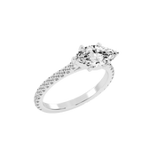 Marquise Cut Four Prong Pave  Lab Grown Diamond Engagement Ring