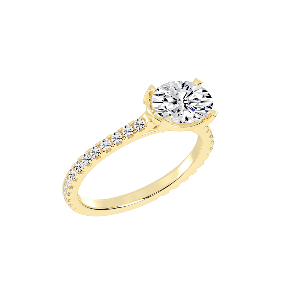 Oval Cut Four Prong Pave  Lab Grown Diamond Engagement Ring