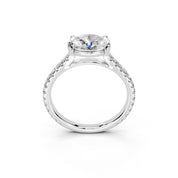 Oval Cut Four Prong Pave  Lab Grown Diamond Engagement Ring