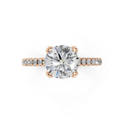 Round Cut Four Prong Pave  Lab Grown Diamond Engagement Ring