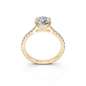 Round Cut Four Prong Pave  Lab Grown Diamond Engagement Ring