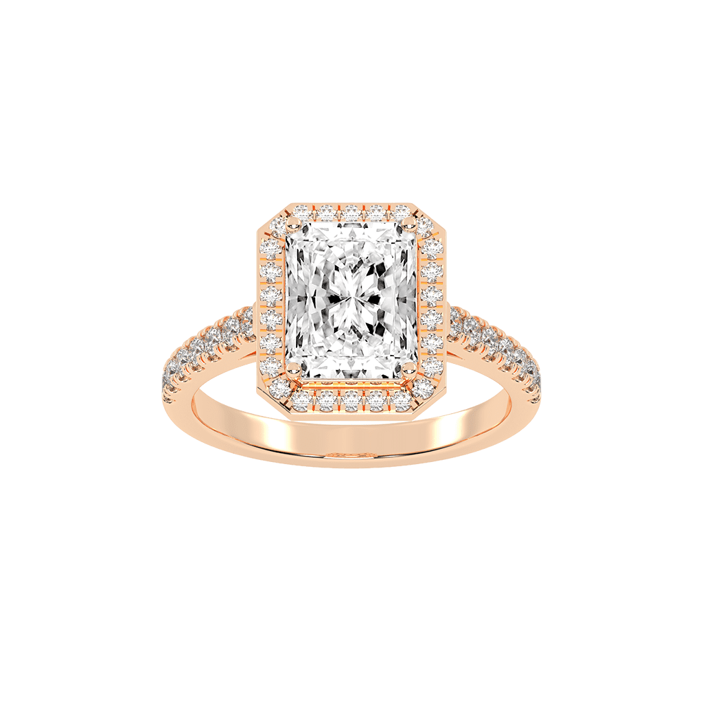 Radiant Cut Pave Setting Halo  Lab Grown Diamond Engagement Ring