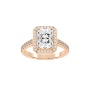 Radiant Cut Pave Setting Halo  Lab Grown Diamond Engagement Ring