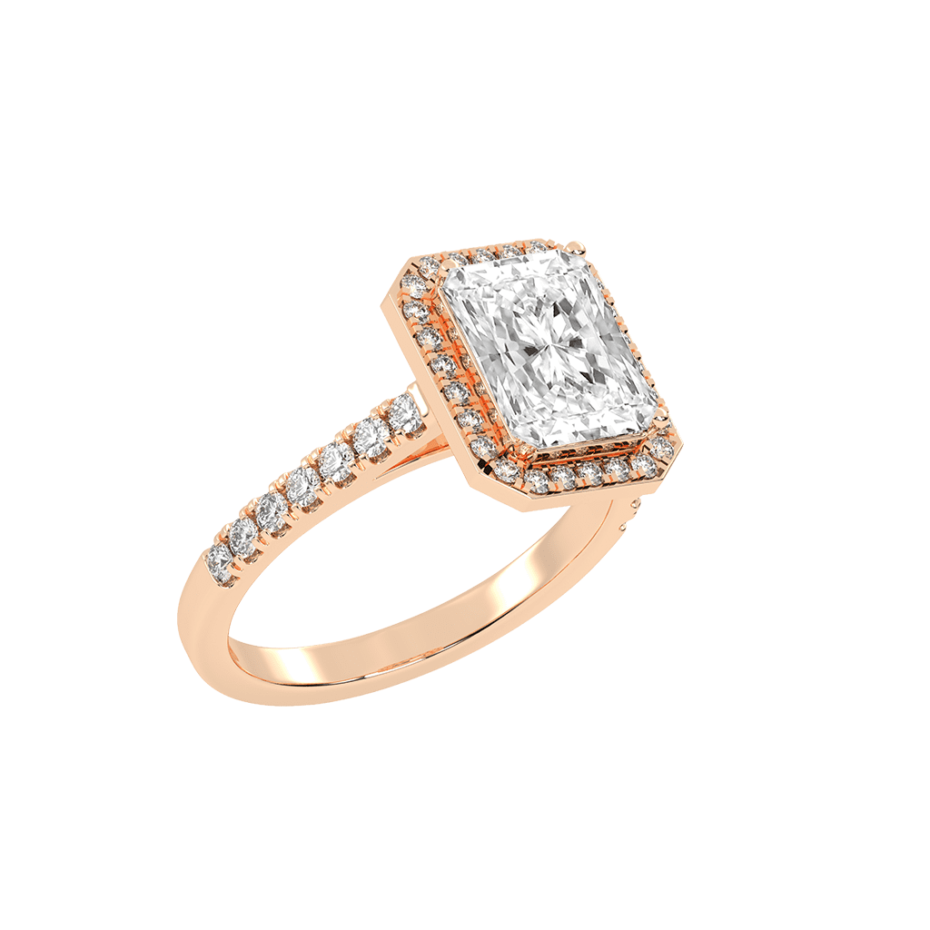 Radiant Cut Pave Setting Halo  Lab Grown Diamond Engagement Ring