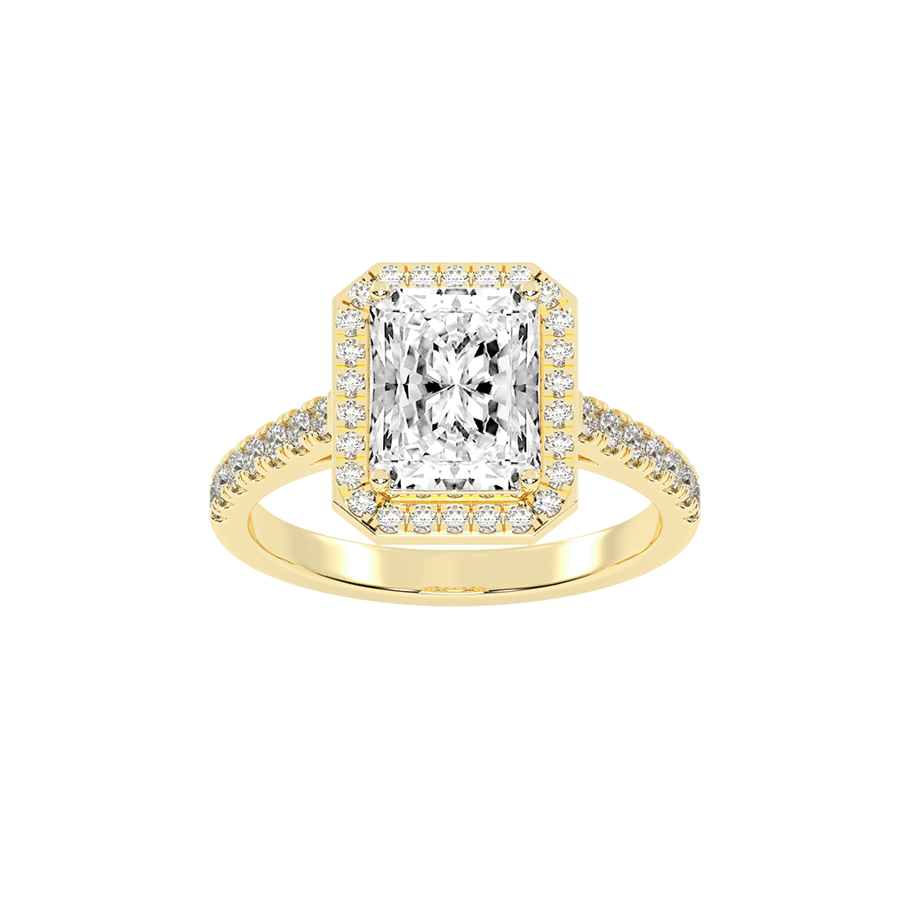 Radiant Cut Pave Setting Halo  Lab Grown Diamond Engagement Ring