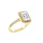 Radiant Cut Pave Setting Halo  Lab Grown Diamond Engagement Ring