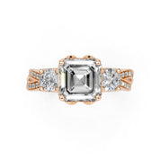 Asscher Cut Fancy Lab Grown Diamond Engagement Ring with Twisted Pave