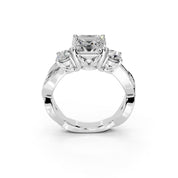 Asscher Cut Fancy Lab Grown Diamond Engagement Ring with Twisted Pave